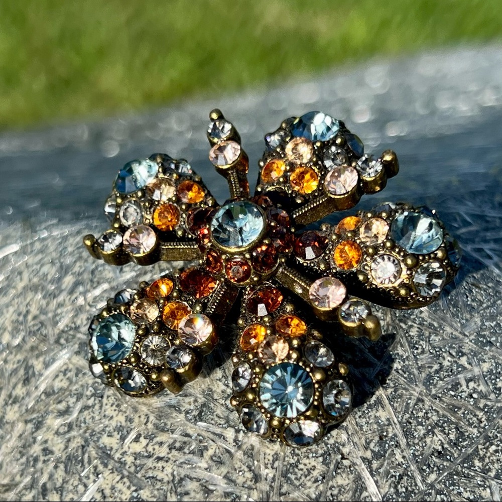 & Joan Rivers Bejeweled Flower Brooch in Darker Tones